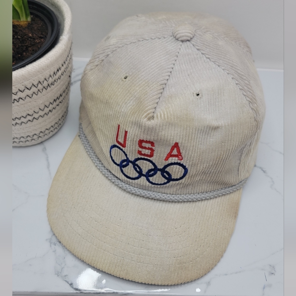 American Vintage | USA Olympics grey distressed corduroy adjustable hat | unisex - Picture 3 of 9
